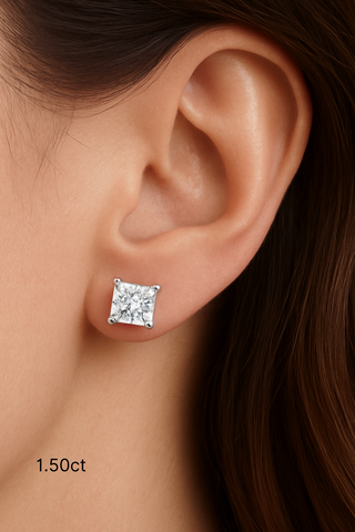 Princess-Cut Diamond Studs