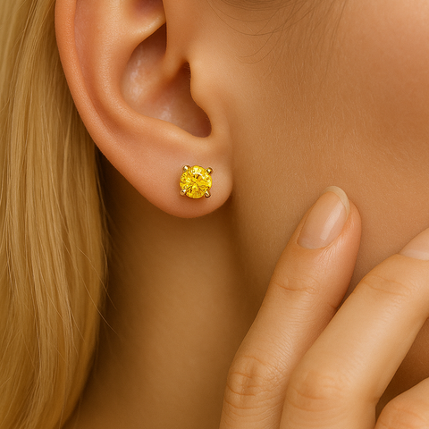 Classic Yellow Diamond 4 Prong Studs
