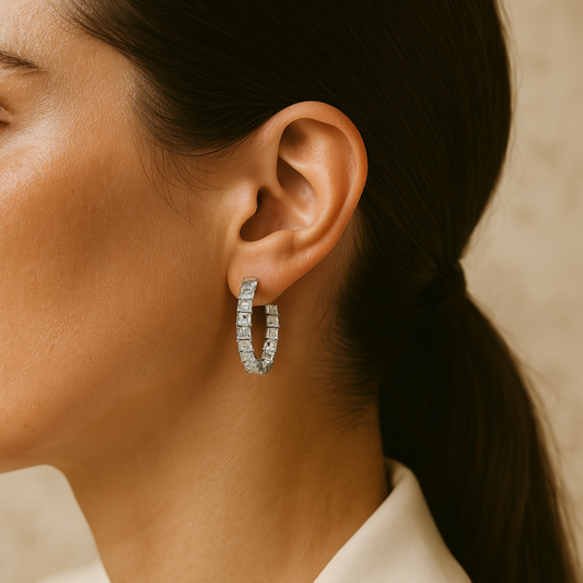 Emerald Diamond Hoops