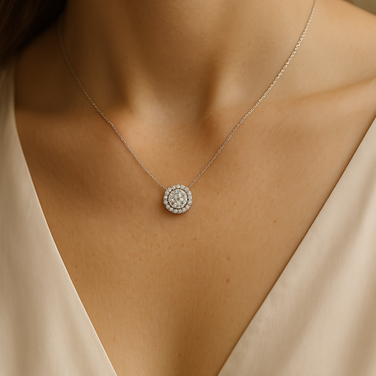 Brilliant Halo Diamond Necklace