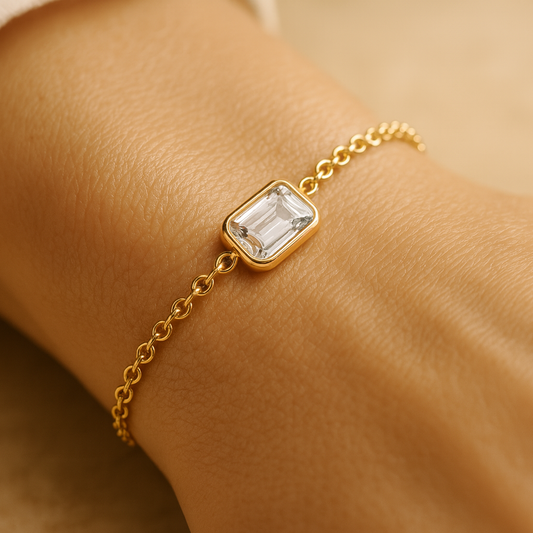 Single Emerald Diamond Bracelet