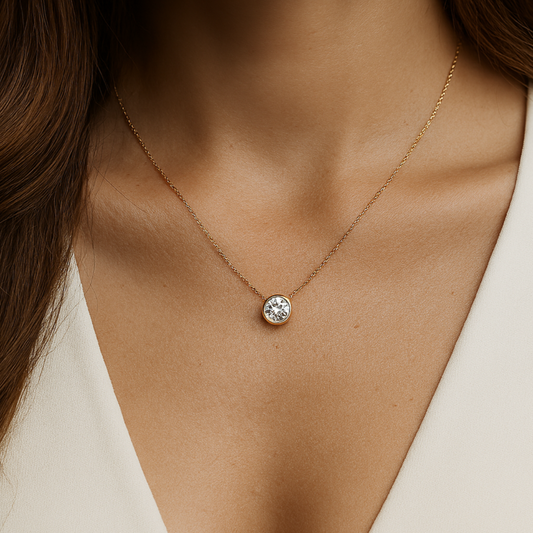 Round Bezel Diamond Necklace