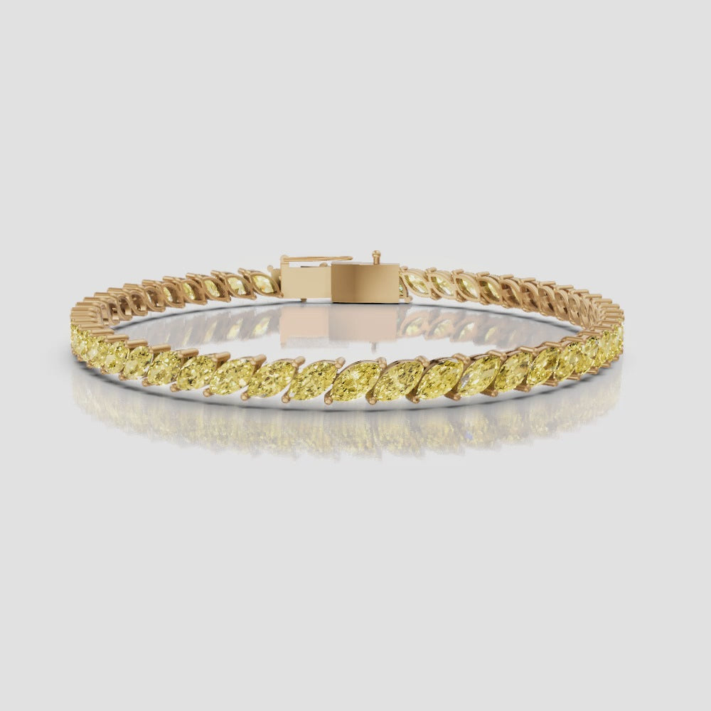 Marquise Yellow Diamond Tennis Bracelet