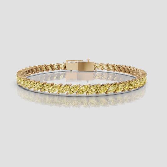Marquise Yellow Diamond Tennis Bracelet