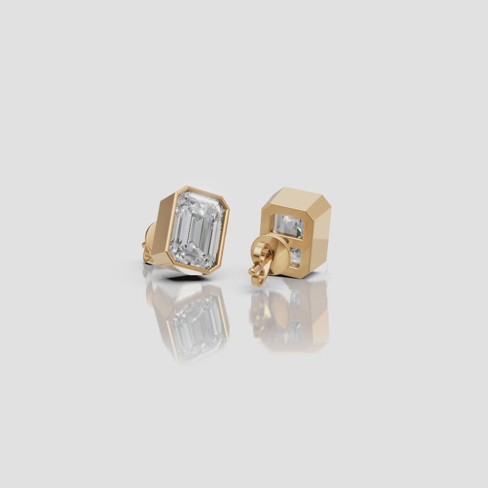 Bezel Emerald Studs