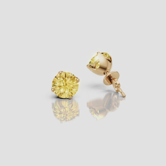 Classic Yellow Diamond 4 Prong Studs