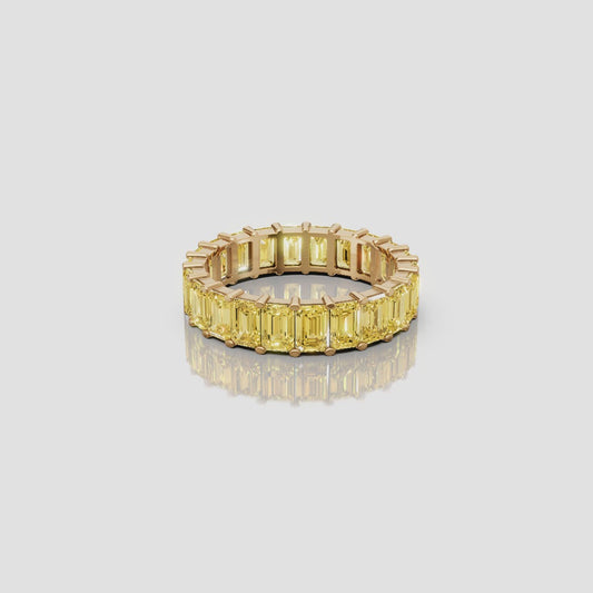 Emerald Yellow Diamond Eternity Ring
