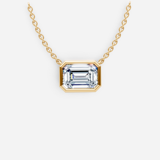 Emerald Bezel Diamond Necklace