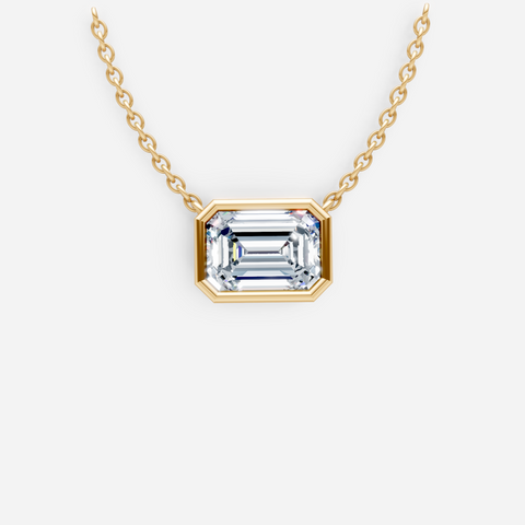 Emerald Bezel Diamond Necklace