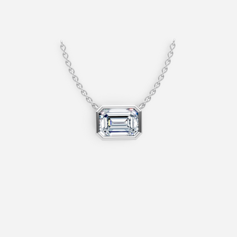 Emerald Bezel Diamond Necklace