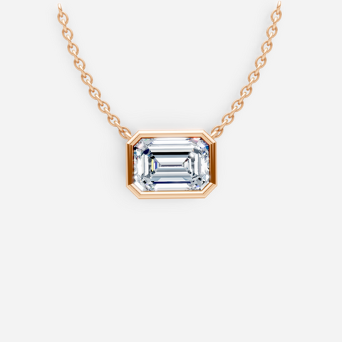 Emerald Bezel Diamond Necklace