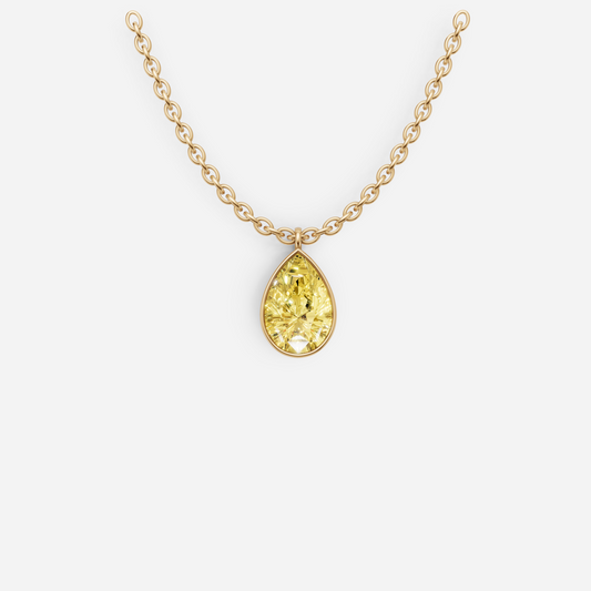 Pear Yellow Diamond Bezel Necklace