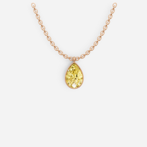Pear Yellow Diamond Bezel Necklace