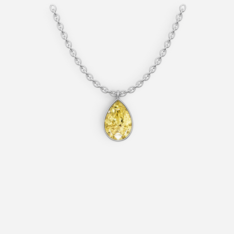 Pear Yellow Diamond Bezel Necklace