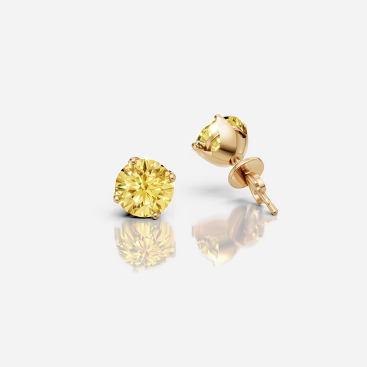 Classic Yellow Diamond 4 Prong Studs