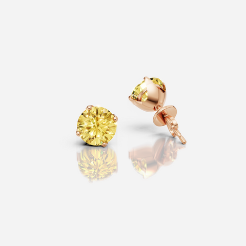 Classic Yellow Diamond 4 Prong Studs