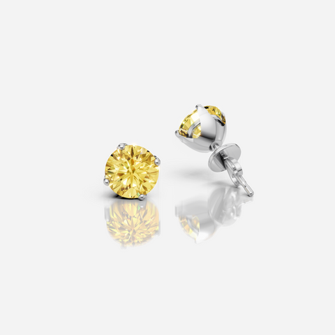 Classic Yellow Diamond 4 Prong Studs