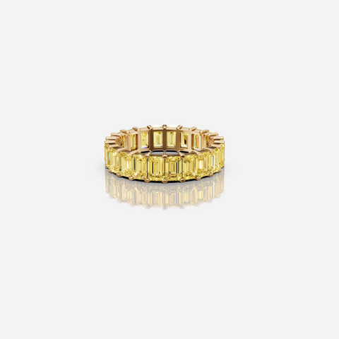 Emerald Yellow Diamond Eternity Ring