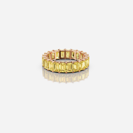 Emerald Yellow Diamond Eternity Ring