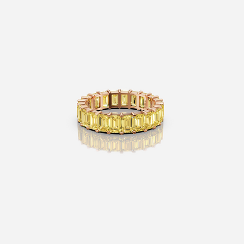 Emerald Yellow Diamond Eternity Ring