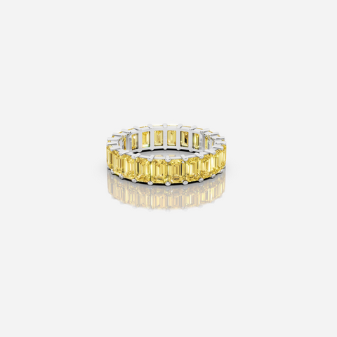 Emerald Yellow Diamond Eternity Ring