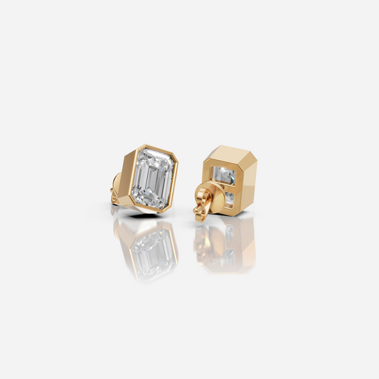 Bezel Emerald Studs