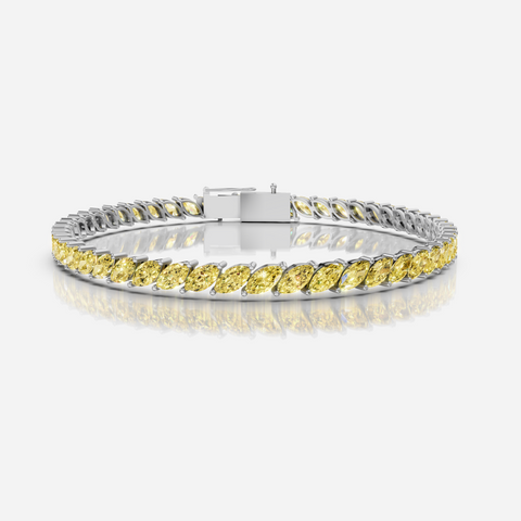 Marquise Yellow Diamond Tennis Bracelet