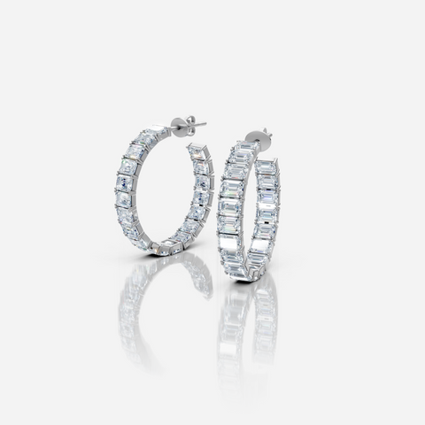 Emerald Diamond Hoops