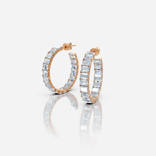 Emerald Diamond Hoops