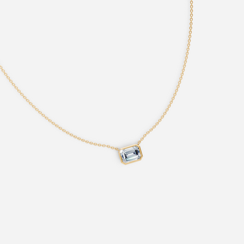 Emerald Bezel Diamond Necklace