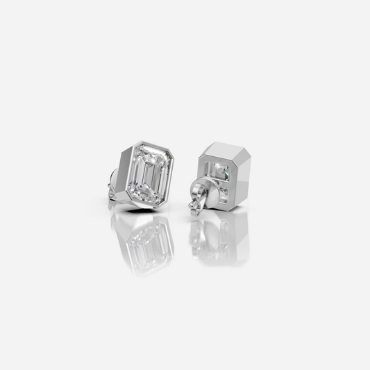 Bezel Emerald Studs